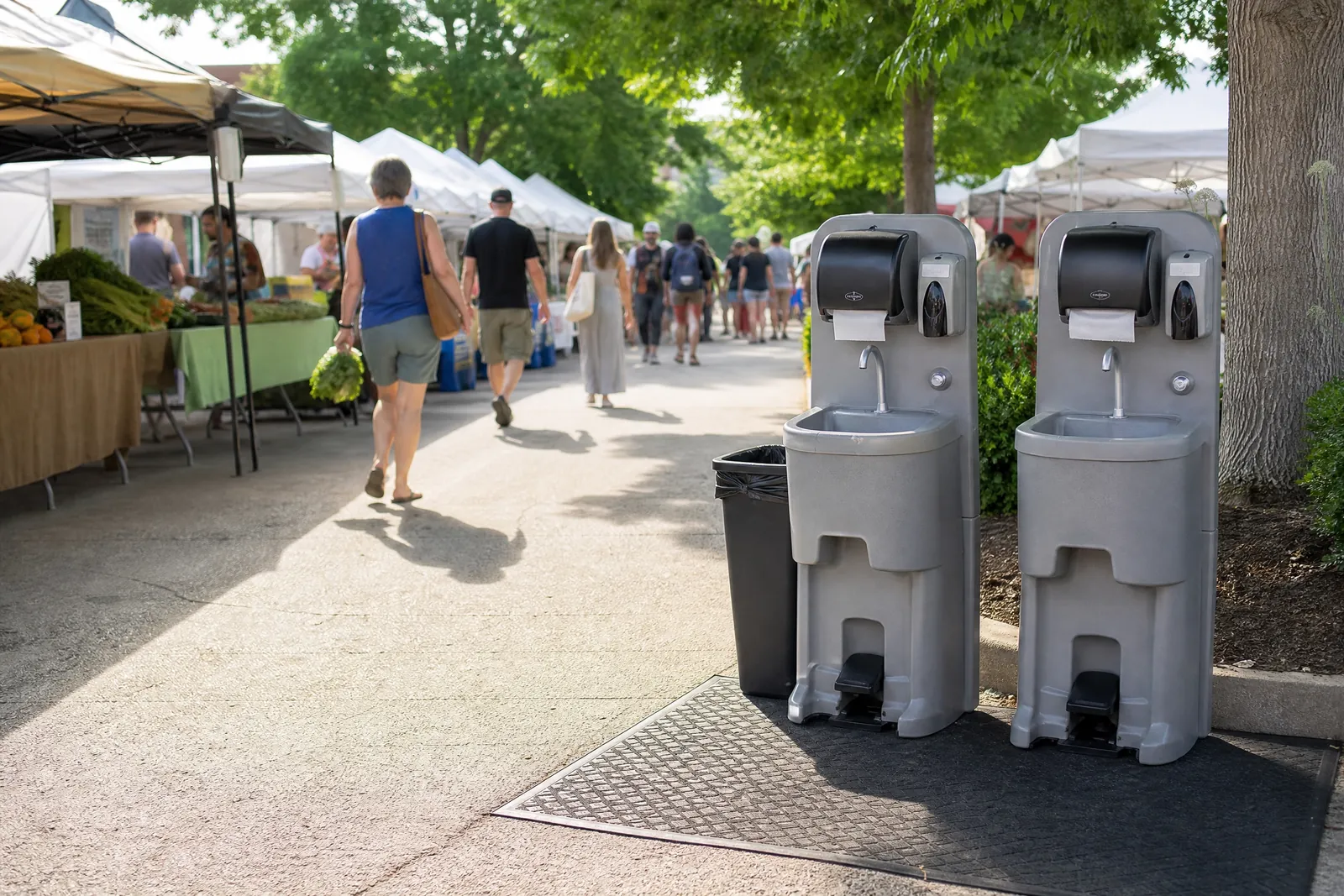 ADA-accessible portable toilets portable sanitation setup