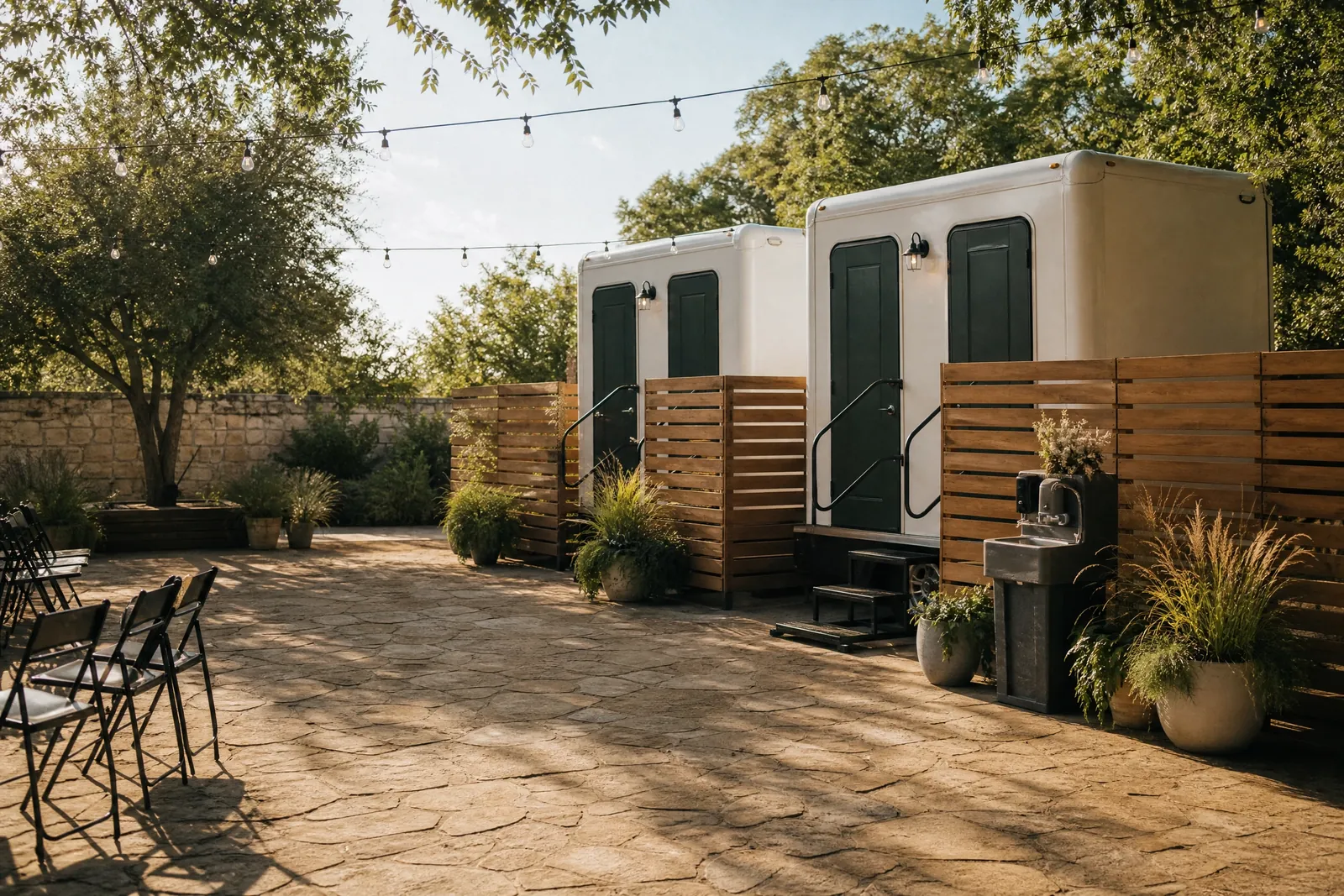 Restroom trailers portable sanitation setup